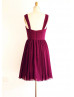 Plum Purple Pleated Chiffon Short Bridesmaid Dress